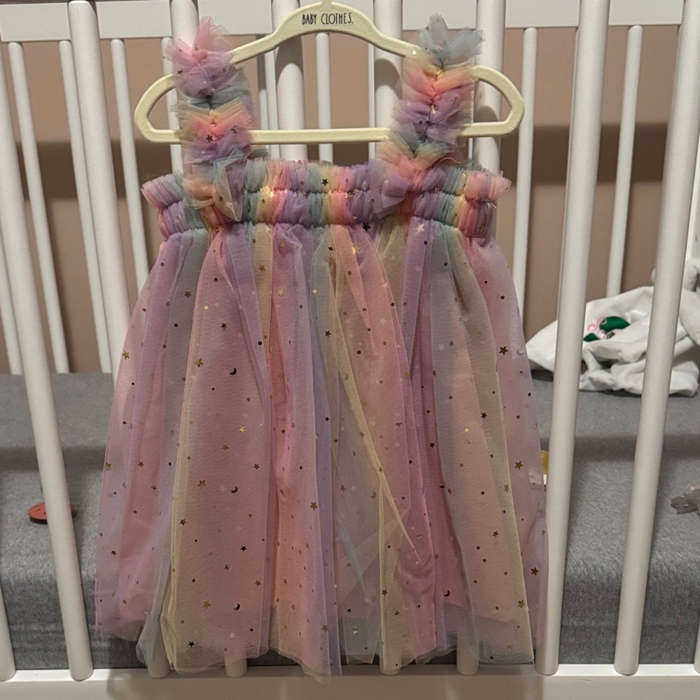 Rainbow Tulle Dress with Star Accents